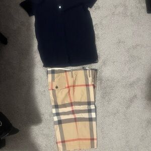 Burberry Beige and Red Plaid Shorts